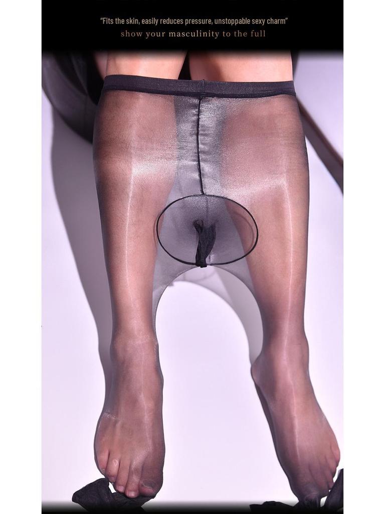 Damen Ultra-Dünne Hohe Taille Seidige Strümpfe mit Glänzendem Öligen Finish und JJ-Ärmel