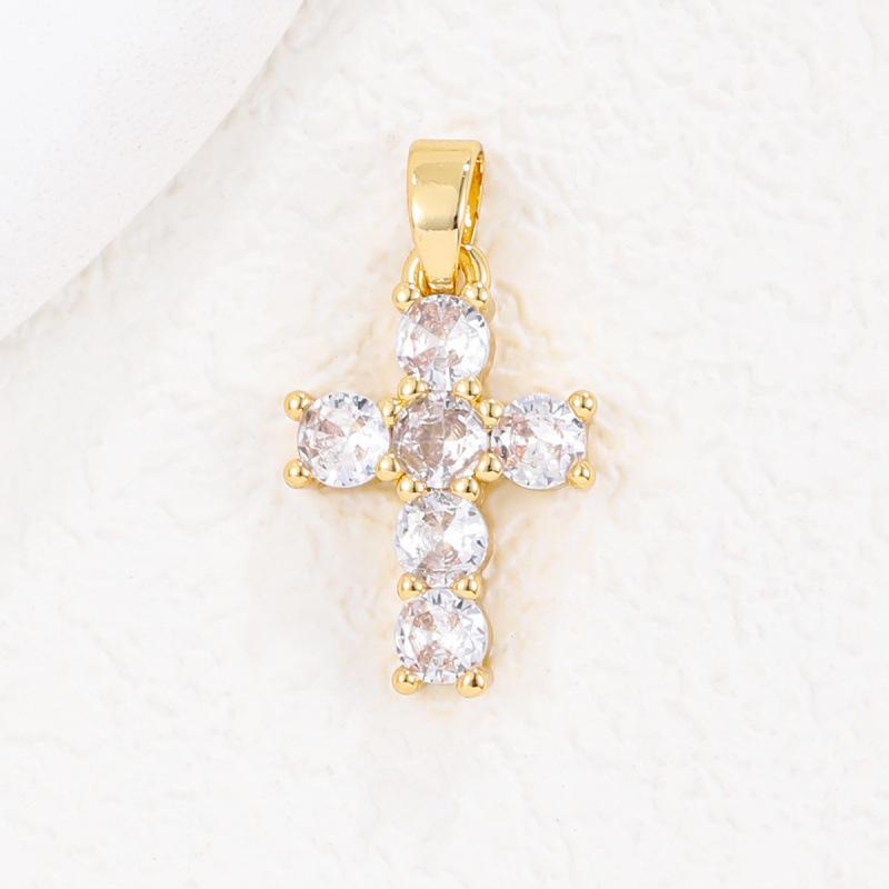 2025 New Stainless Steel Cross Necklace 18K Real Gold Plated Cubic Zirconia Christian Cross Charms Religious Pendant