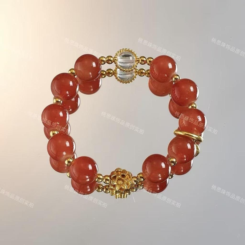 Charming Pink Crystal Floral Bracelet - Court Style Dream Gift for Girlfriend