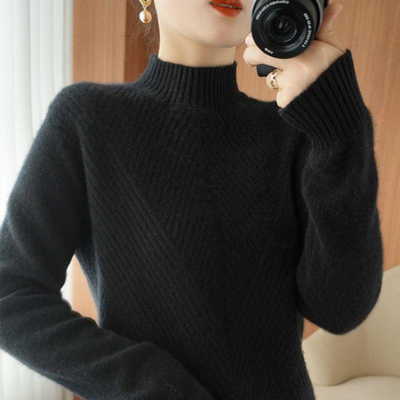 Women's Mid-Length High-Neck Wool Knit Sweater Dress for Autumn/Winter 2025 - Thickened Inner Layer