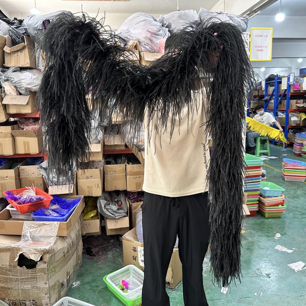 DIY 1/2/3/6/10 Ply Natural White Ostrich Feathers Boa Trim for Craft Wedding Party Festival Clothing Decoration Plumes Shawl 2M