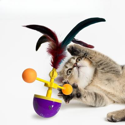 Drehbares Katzenspielzeug, Selbstunterhaltende und lustige Katzenbälle, Feder-Katzenspielzeug, Kleine Katzenspielzeuge, Neue unumkippbare Drehbälle