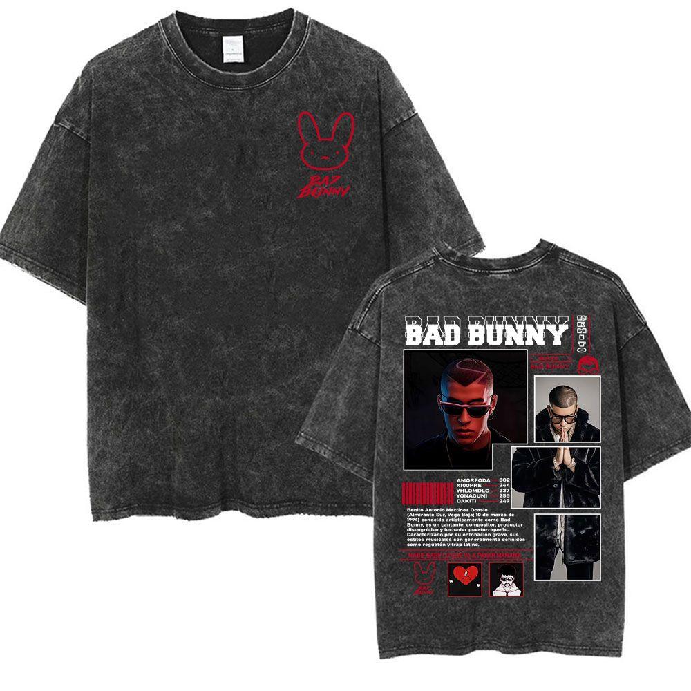 Wholesale Rap Bad Bunny DTMF World Tour Oversized Tshirt for Men Luxurious Fashionable Retro Washed Hiphop Pure Cotton Tshirt