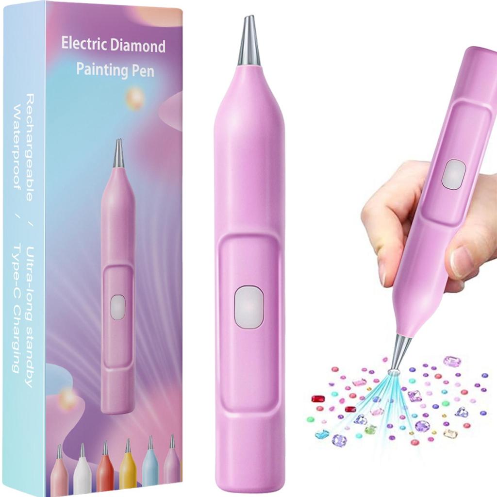 Elektrické pero na diamantové malování Nevyžaduje vosk Elektrické vakuové pero na diamantové umění s USB C kabelem pro začátečníky