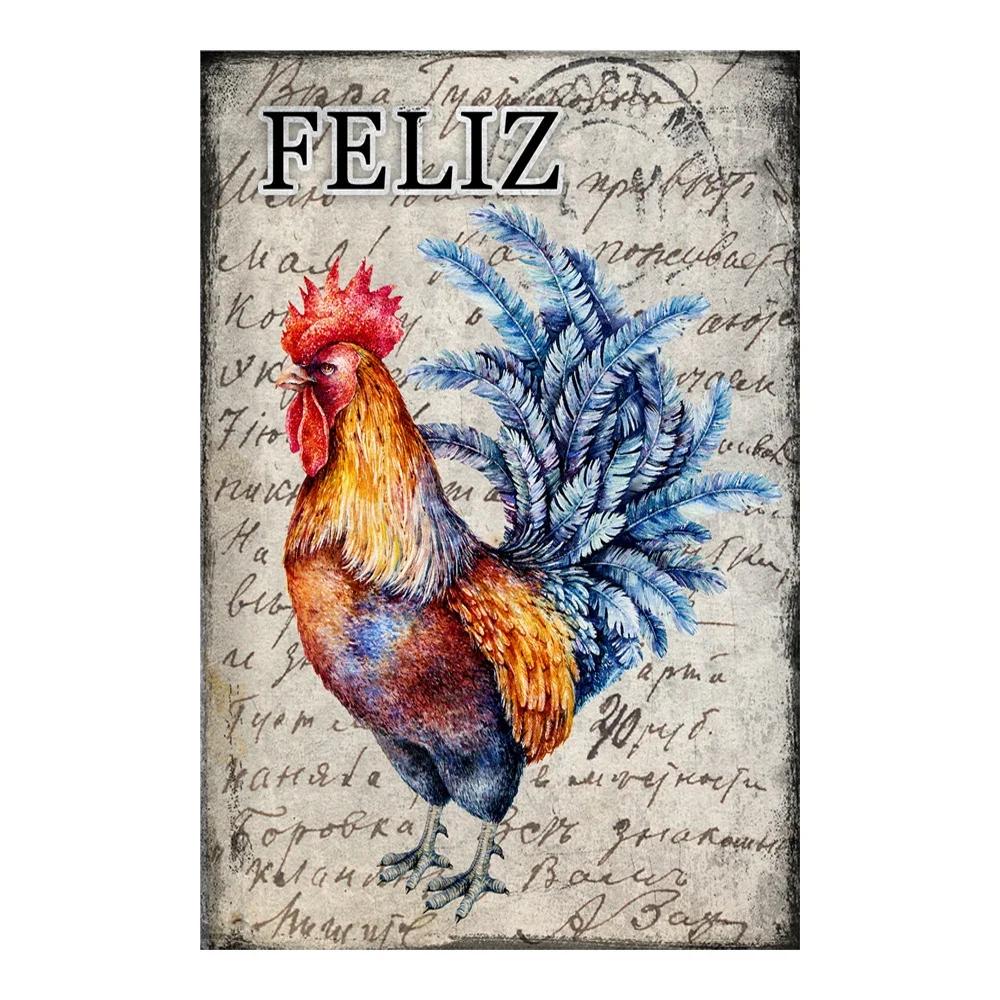 Vintage Chicken Metal Poster Tin Sign Rooster Hen Retro Plaque Plate Farmhouse Farm Wall Decor Retro Metal Poster Plaque
