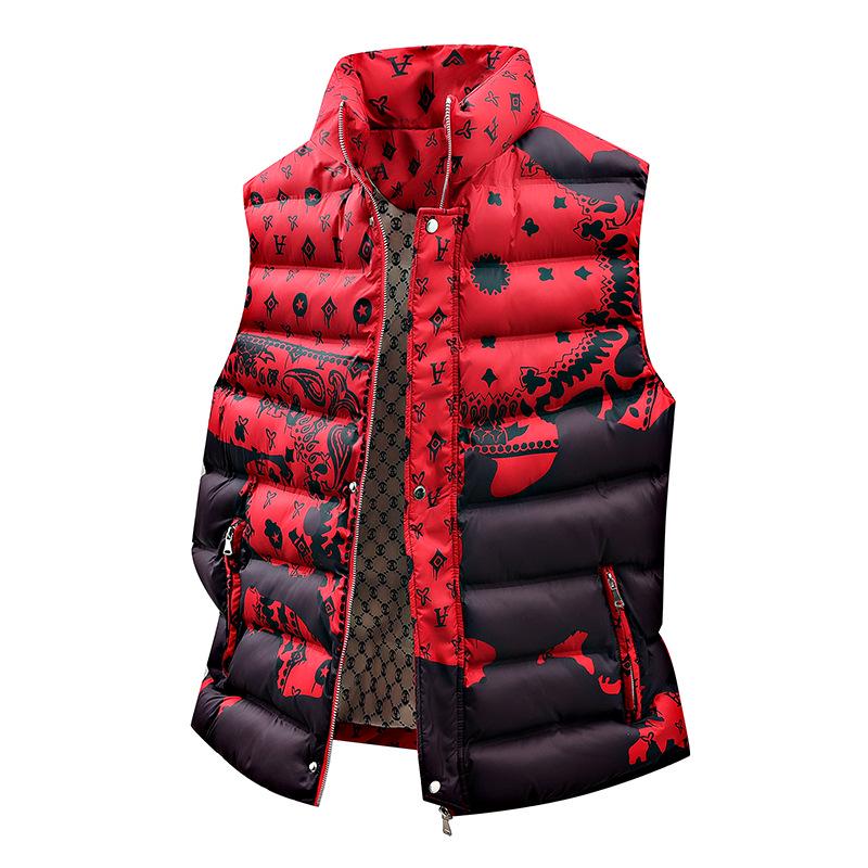 

2025 Гаряча новинка Чоловічий та Жіночий Велюровий Жилет з Візерунком - Потовщений та Теплий для Осені та Зими 3XL червоний