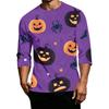 Men's Casual Halloween Print Round Neck 3/4 Sleeve T-Shirt