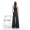 Women's Retro Grey Wide-Leg Suit Pants - Spring Casual, Versatile & Comfortable
