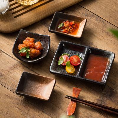 Japanischer Keramik-Gewürzteller, Haushalts-Dipteller, Sojasaucenschale, Grill-Eintopf, unterteilter Snackteller, Gastronomie-Dinner