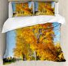 Leaves Duvet Cover Set Fall Season Canadian Maple Leaf Natural Plant Gold King Queen Size for Kid Boy Girl Polyester Bedding Set