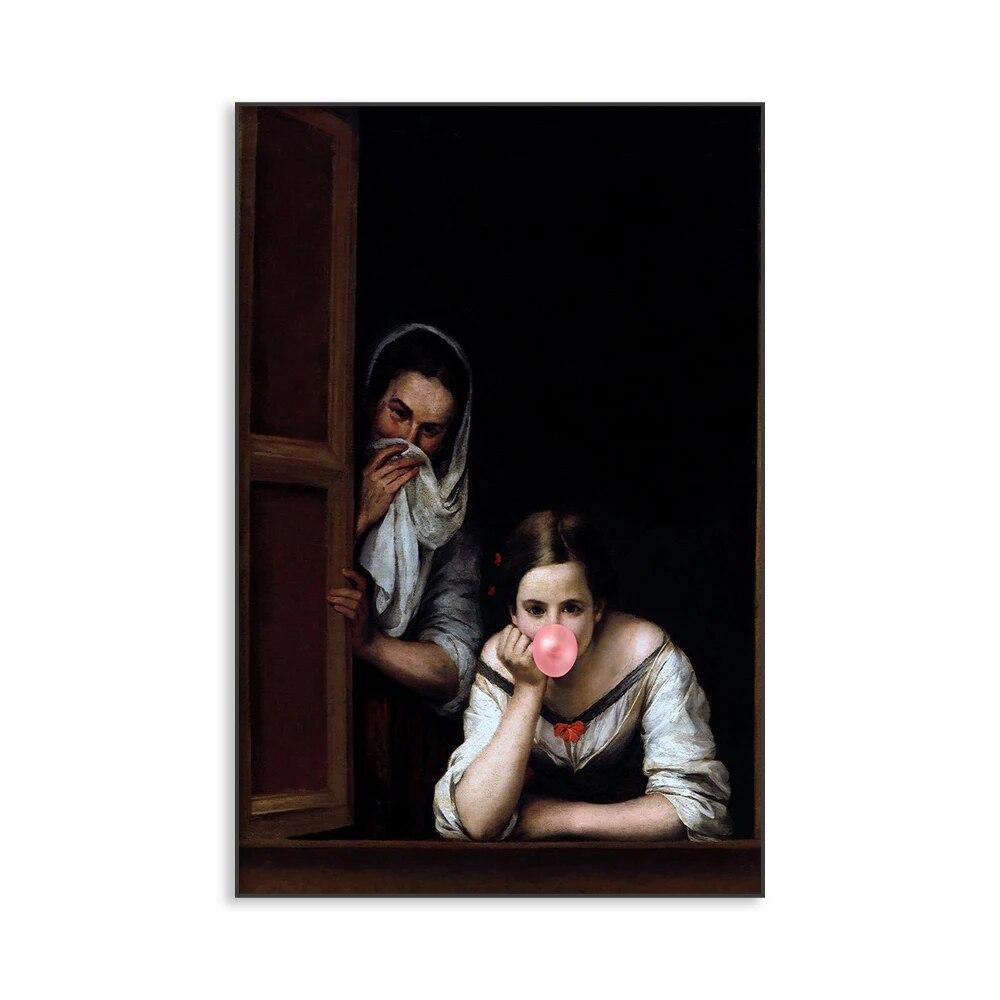 

Рококо Винтаж Классическая Картина Маслом Принт Барокко Плакат Портрет Девушки В Окне Жвачка Искусство Холст Картины Декор 21cm×30cm NoFrame