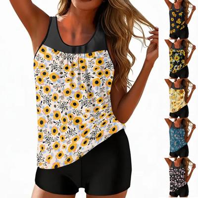 Damen Boho Print geteilter Badeanzug Sport Badeanzug