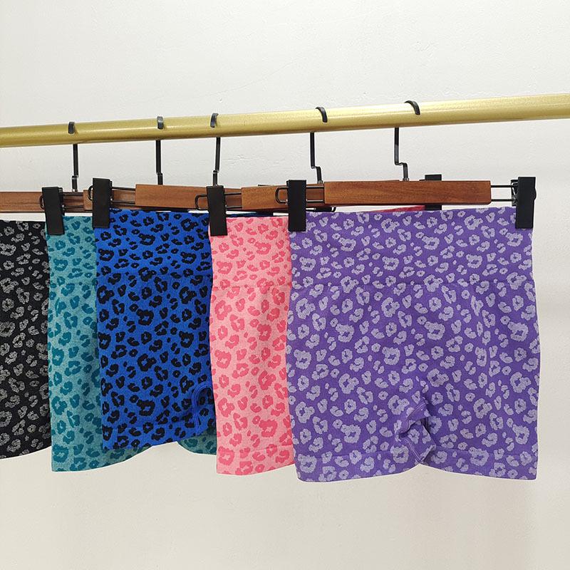 Leopard Print Peach High Waist Yoga Shorts - Quick Dry, Stretchy Hot Pants for Women