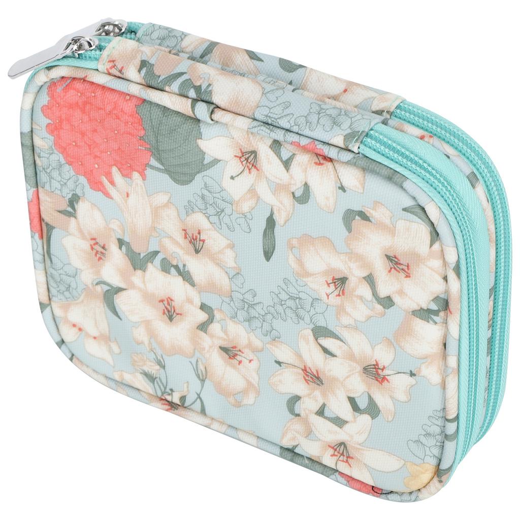 Crochet Bag Sewing DoubleSided Zipper HandMade Oxford Cloth Knitting Organizing Packet(Green Empty