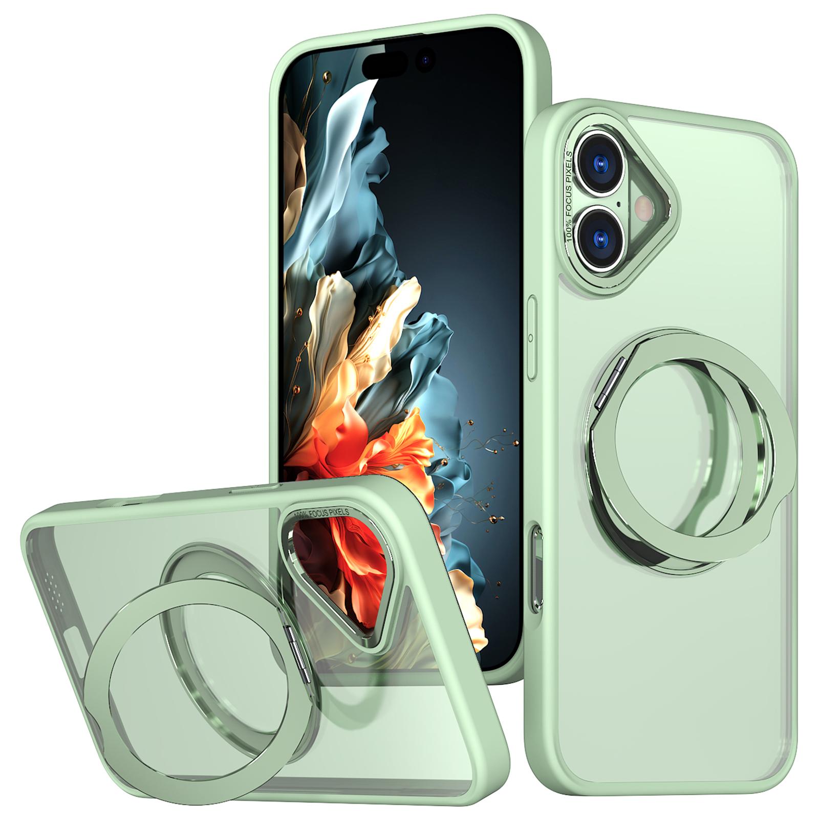 

For iPhone 16 Plus Case Compatible with MagSafe TPU+Acrylic Kickstand Phone Cover Green