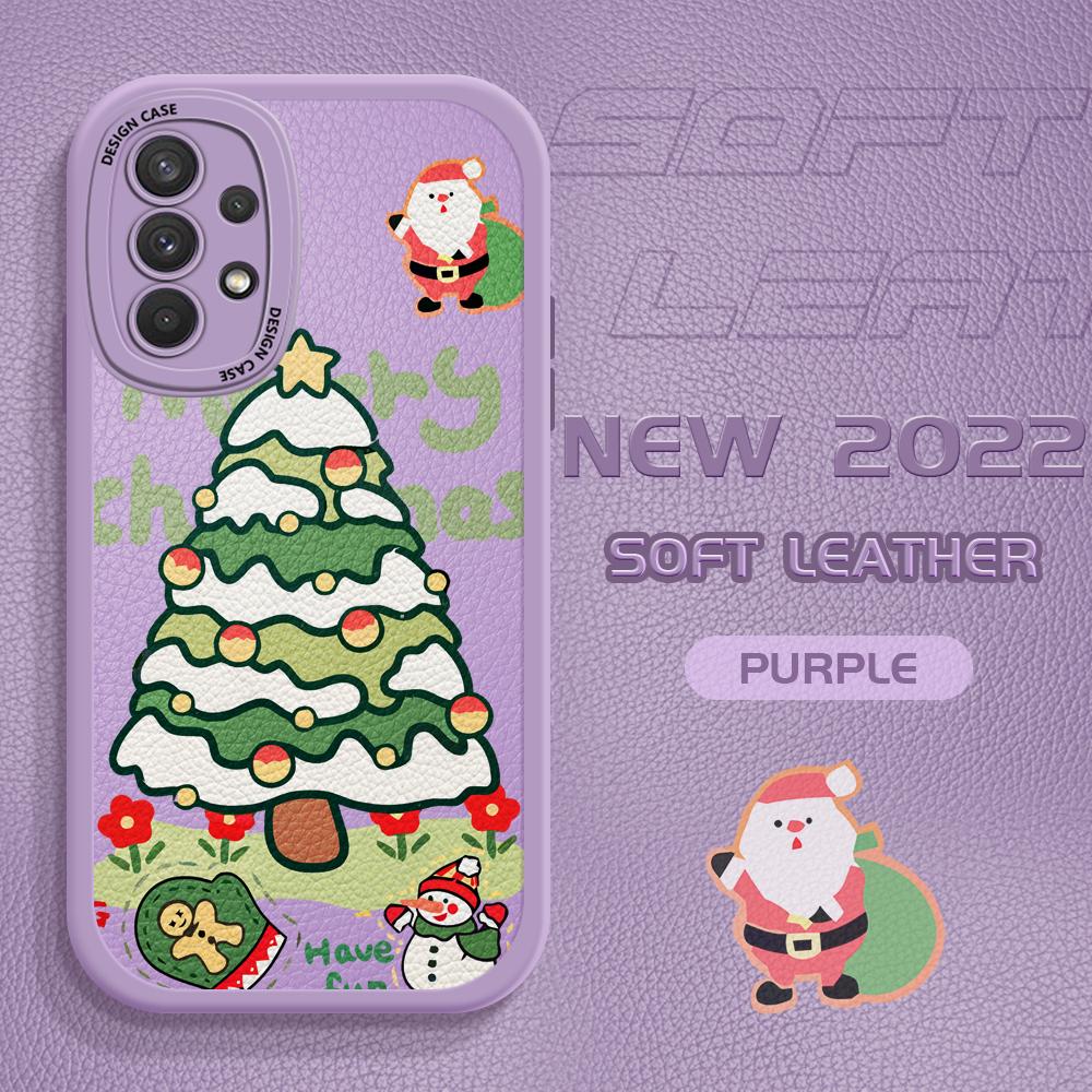 

Тонкий мультяшный кожаный чехол с рождественской елкой из искусственной кожи для телефона Samsung Samsung S23 FE фиолетовый