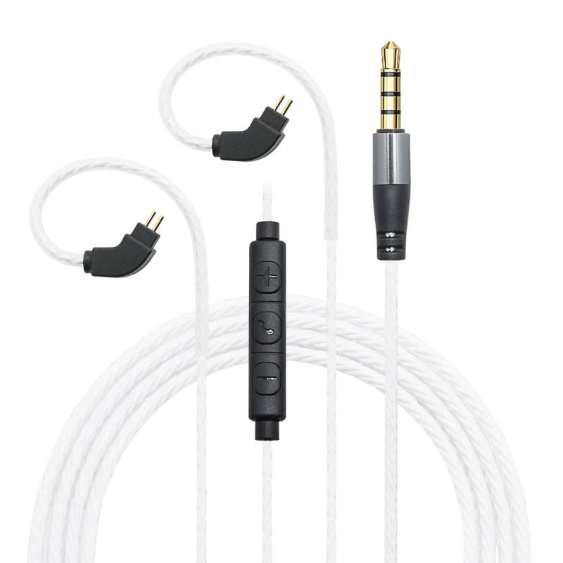 Headphone Cable 0.78 3.5MM Interchangeable Upgraded Cable Ergonomic Angled Connector With Microphone Transmission