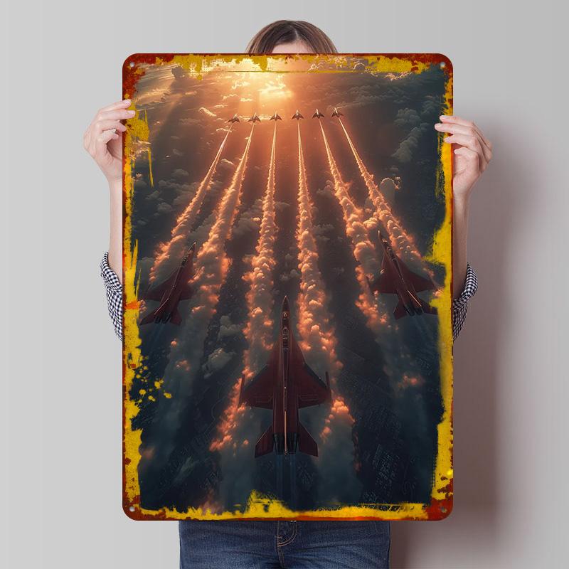 

Military Airplane Tinplate Poster Customized Wall Art Vintage Retro Metal Signs for Desk Decor Decoration Bedroom Decorations 7.9x11.8In(20x30cm)