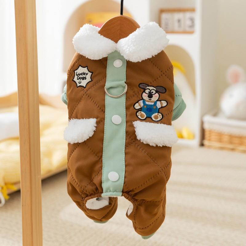 Hundemantel aus dicker, warmer, gesteppter Baumwolle mit Taschen, Traktion für vierbeinige Hunde, Teddybär, Bigbear