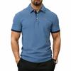 Herren Business Casual Kontrastfarbe B Logo Print Kurzarm Poloshirt