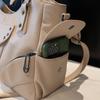 PU Shoulder Bag Women's Fashion Tote with Star Stud Detail and Dual Side Zip Pockets