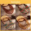 Retro Wooden Bead Necklace With Handcrafted Multiple Layers For Trendy Women