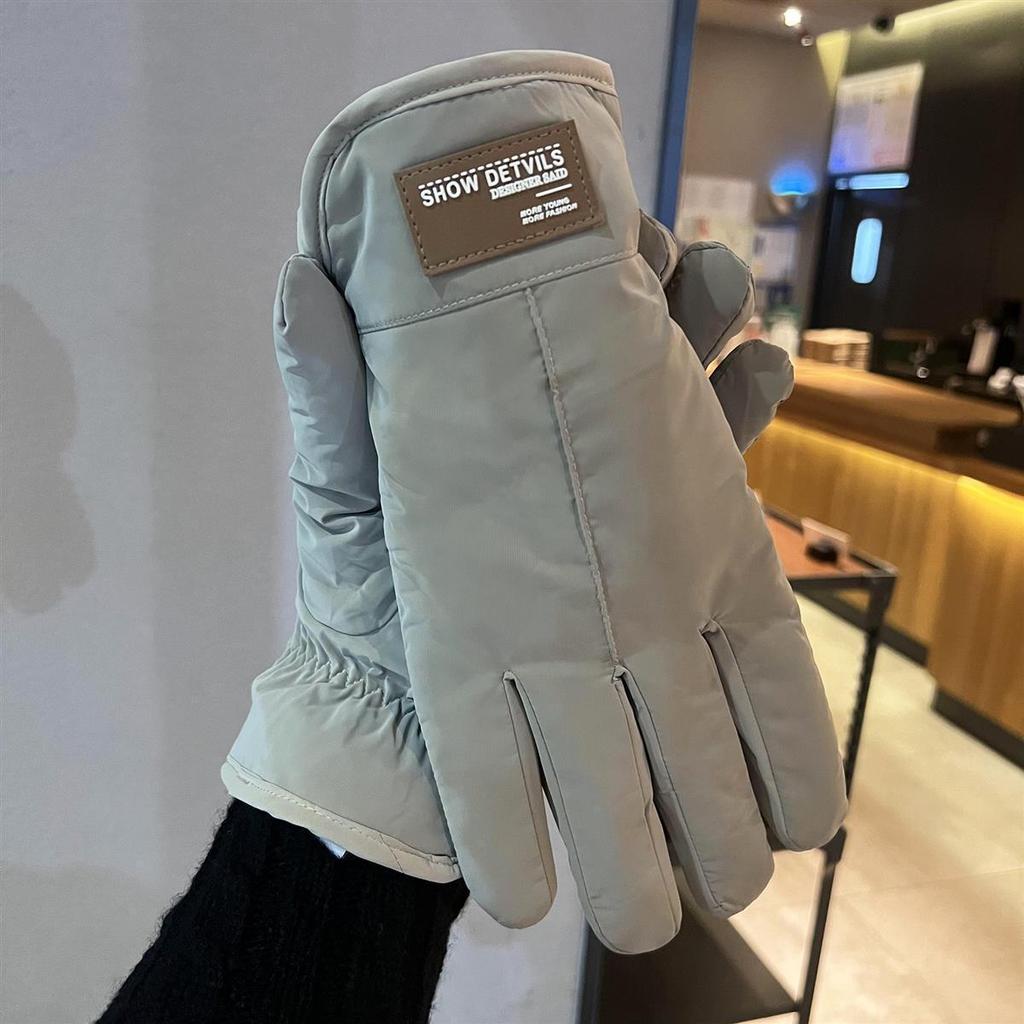 Men's Winter Touchscreen Cycling Gloves - Velvet-Lined, Thick, Warm, Windproof, and Comfortable for Outdoor Sports.