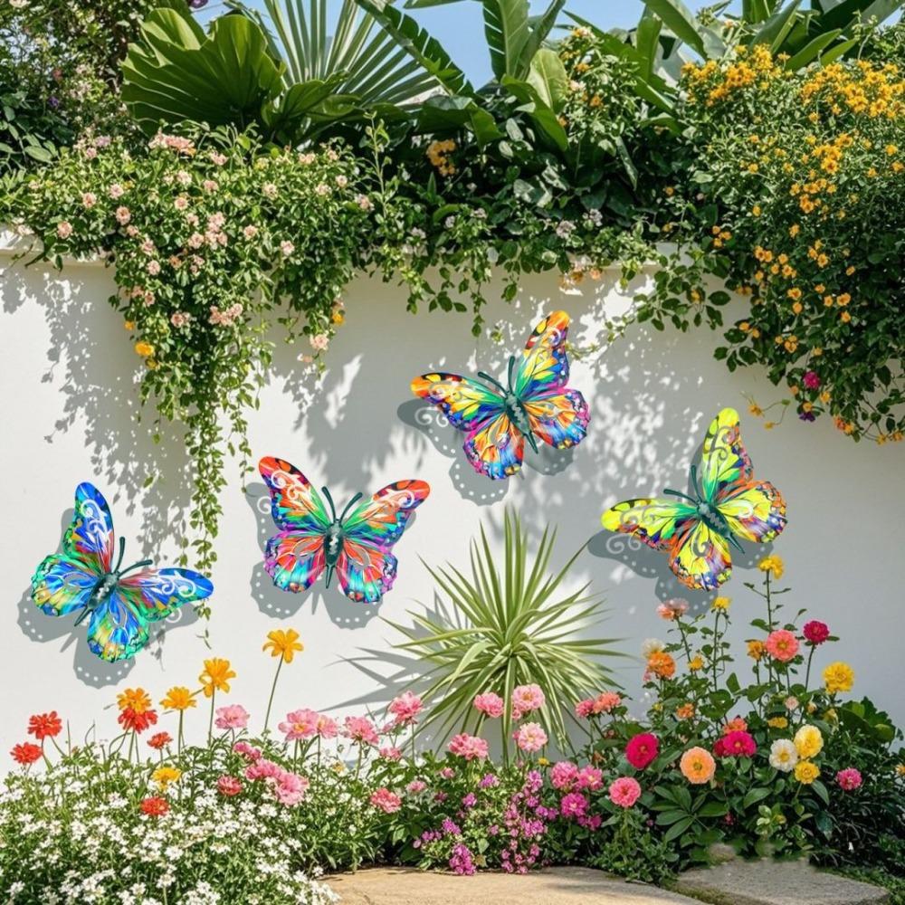 Colorful Butterfly Metal Wall Decor, Elegant Butterfly Wall Sculpture, Suitable for Garden, Balcony, Patio, Outdoor Fence De