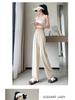 Women's Summer High Waist Ice Silk Wide-Leg Pants - 2025 New, Lightweight, Floor-Length, Loose, Slimming, Casual Straight Leg Design.