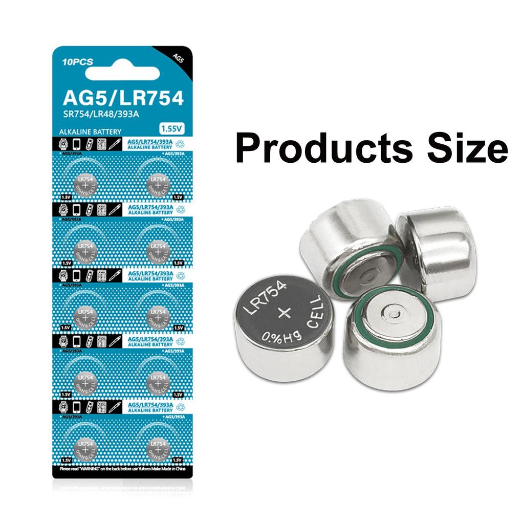 10Pcs AG5 Button Batteries LR754 193 SR754 546 RW28 939A LR48 D309 For Watch Electronic Remote Toys Clock Calculator