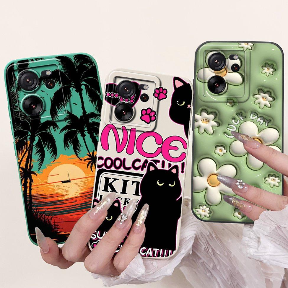 For Xiaomi 13T Pro Case 13T Silicone Cute Cartoon Cat Fashion Luxury Funny Shockproof Back Cover For Xiaomi 13T Phone Case Funda