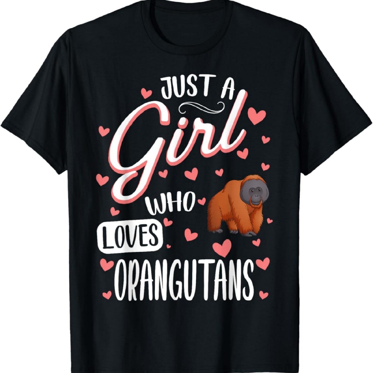 Просто Девушка, Которая Любит Орангутанов - Смешная Футболка для Любителя Орангутанов S