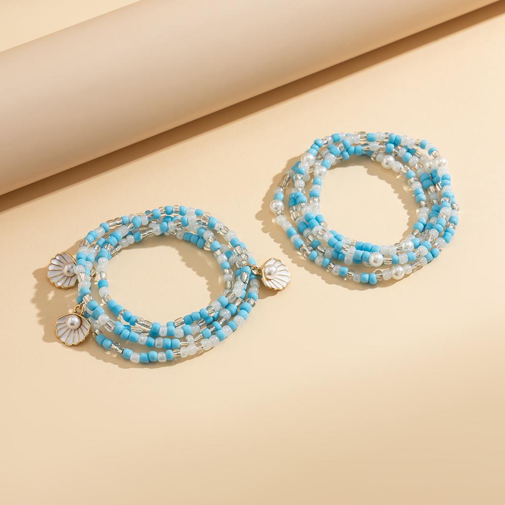 Summer Beach Pearl Scallop Shell Rice Bead Waist Chain Waist Chain Sexy Elastic Beaded Body Chain