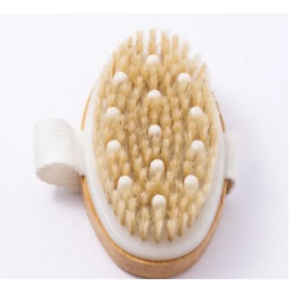 Body Massage Brush 2 in 1 Dry Skin Natural Bristle Dead Skin Remover Anti Cellulite Exfoliates Blood Circulation Massage Tools