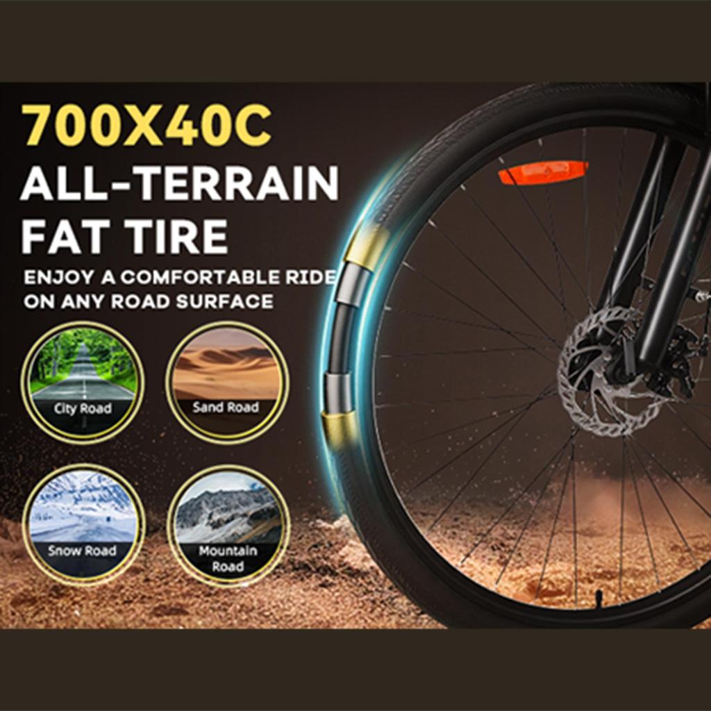 PASELEC TX10 All-Terrain E-Bike 350W Motor City Commuter Ebike 48V19.2AH Battery Adult Electric Bicycle 700X40C ALL-TERRAIN FAT Tire Electric Bike