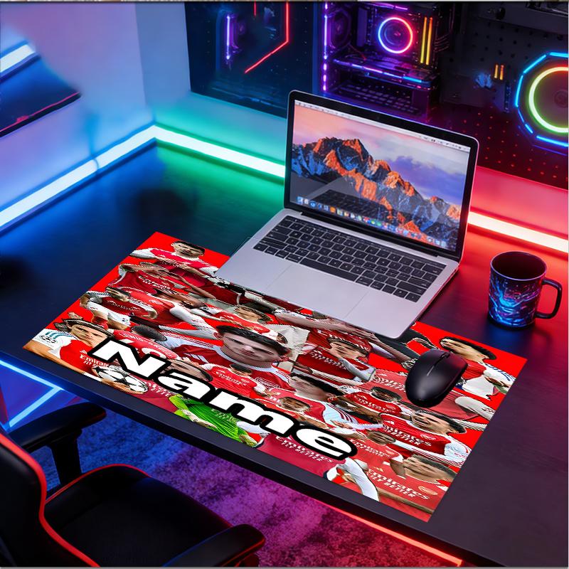 Custom Name Personalized Arsenal F.C Pattern Mousepad, Laptop PC Desk Mat, Decorative Desk Mat for Home Keyboard Pad Gift
