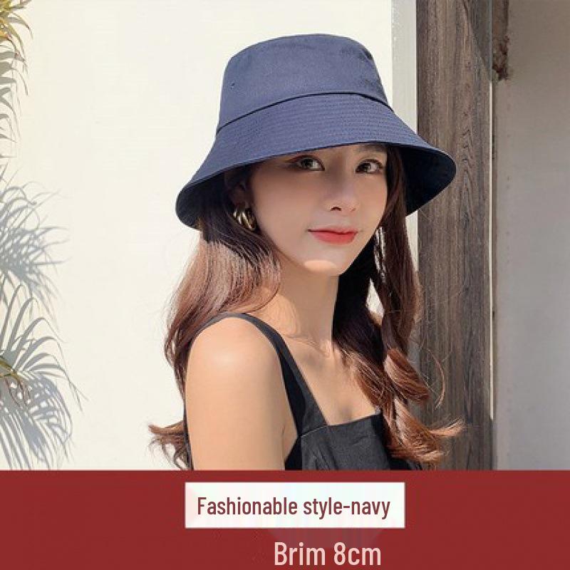 Korean-Style Black Bucket Hat - Unisex Sun Protection for Spring/Summer