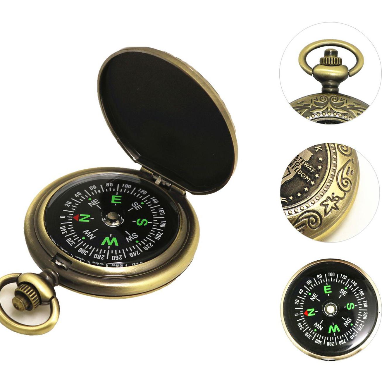 Карманные часы в стиле ретро с компасом из цинкового сплава — фото 5