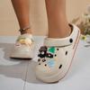Women's Summer Casual Clogs Cute Cartoon Shoe Charms Height Increasing Non‑Slip Indoor Outdoor Slippers for Beach