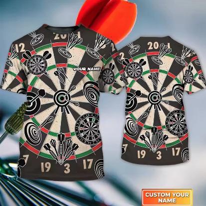 New 3D Printed Darts Men's Name Darts Team Summer Short Sleeve Top Fashion Round Neck