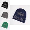 Fashionable Unisex Knitted Cap With Queen Crown Pattern For Fall And Winter Comfort