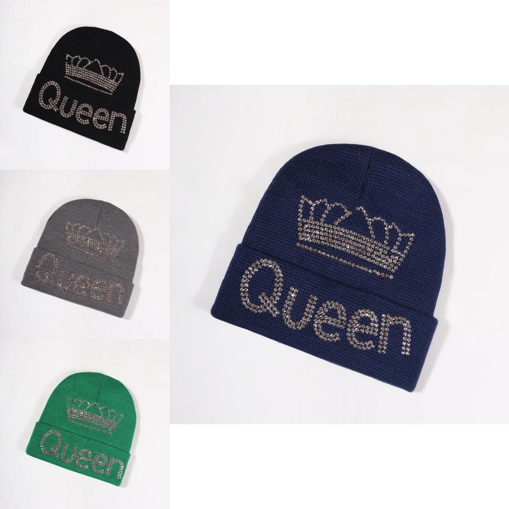 Fashionable Unisex Knitted Cap With Queen Crown Pattern For Fall And Winter Comfort