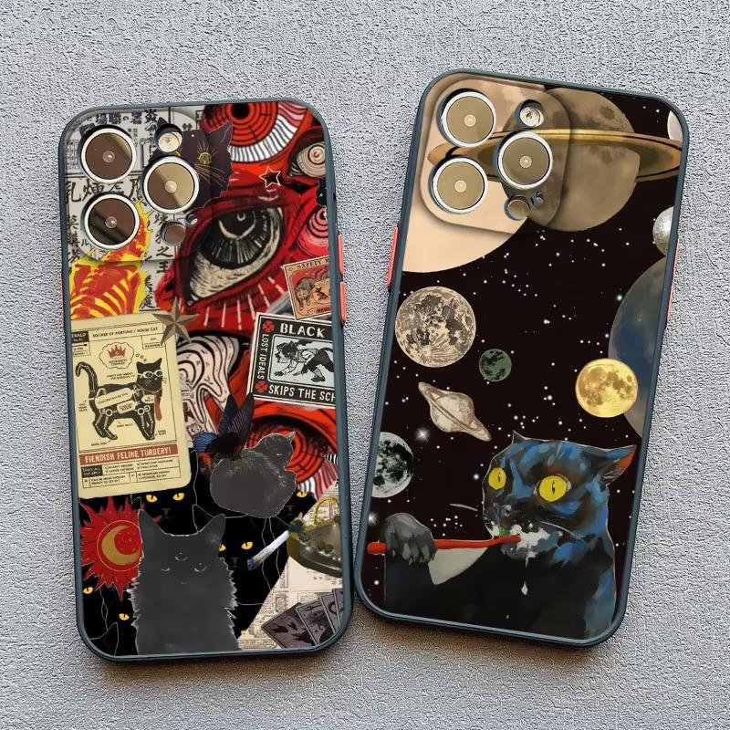 Abstract Art Cat Pattern Phone Case For iPhone 17 Pro Max 16 15 Pro Plus 14 13 Mini 12 11 XR XS 16E 17Air Shockproof Cover
