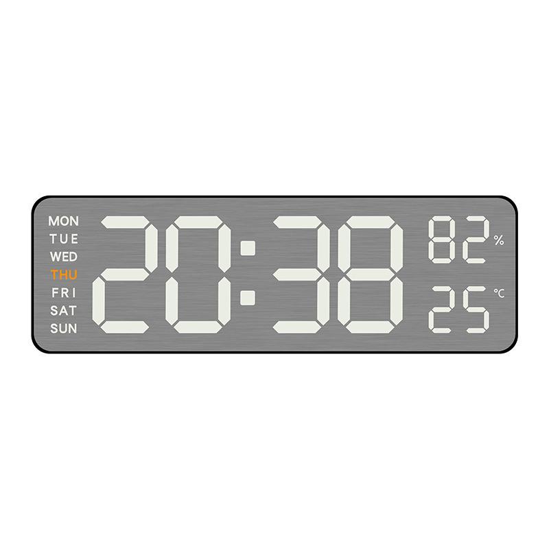 New Metal Brushed Wall Clock Multifunctional Electronic Clock LED Electronic Simple Alarm Clock