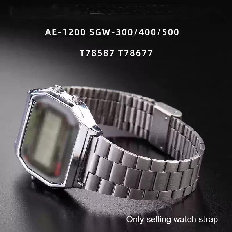 For Casio A158 / A159 / A168 /A169 /B650 /AQ230/ 700 Classic Small Square Silver Block Metal Strap Fine Steel Watchband 18mm