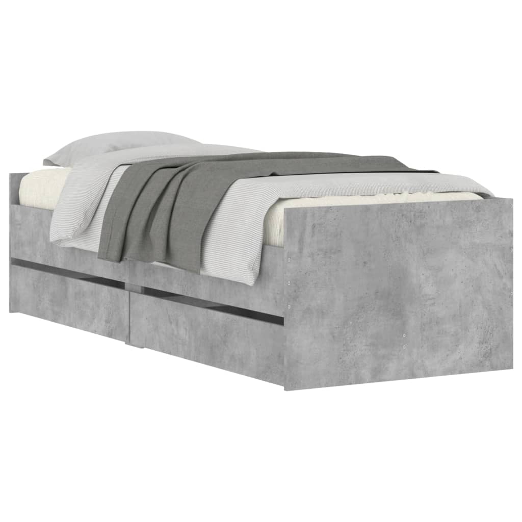 Bed with Drawers Concrete Grey 75 X 190 Cm