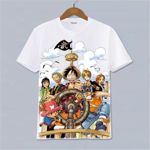 One Piece Anime Peripheral Clothes Shortsleeved Unisexs And Unisexs Cartoon Tshirt Y2k Cotton Print Tee Harajuku Streetwear Tops