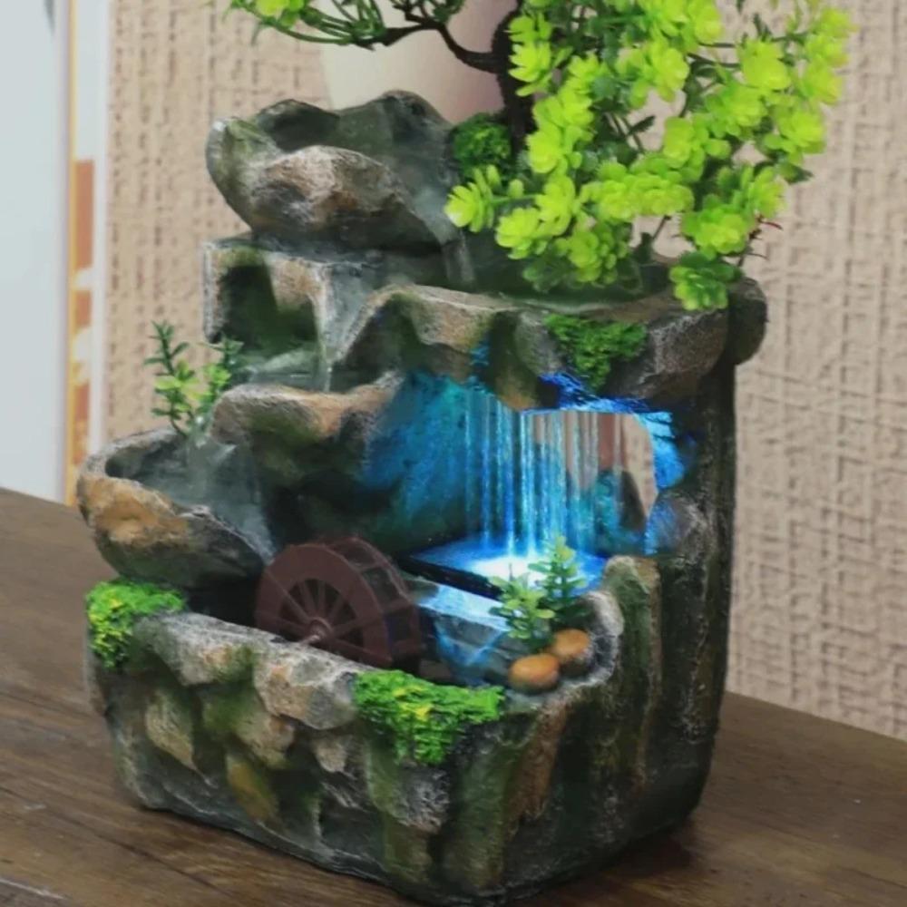 Rășină Rockery Cascadă Fântână Interior Masă Zen Grădină Fântână Meditație Decor Apă Caracteristică Creative Meșteșug Cascadă