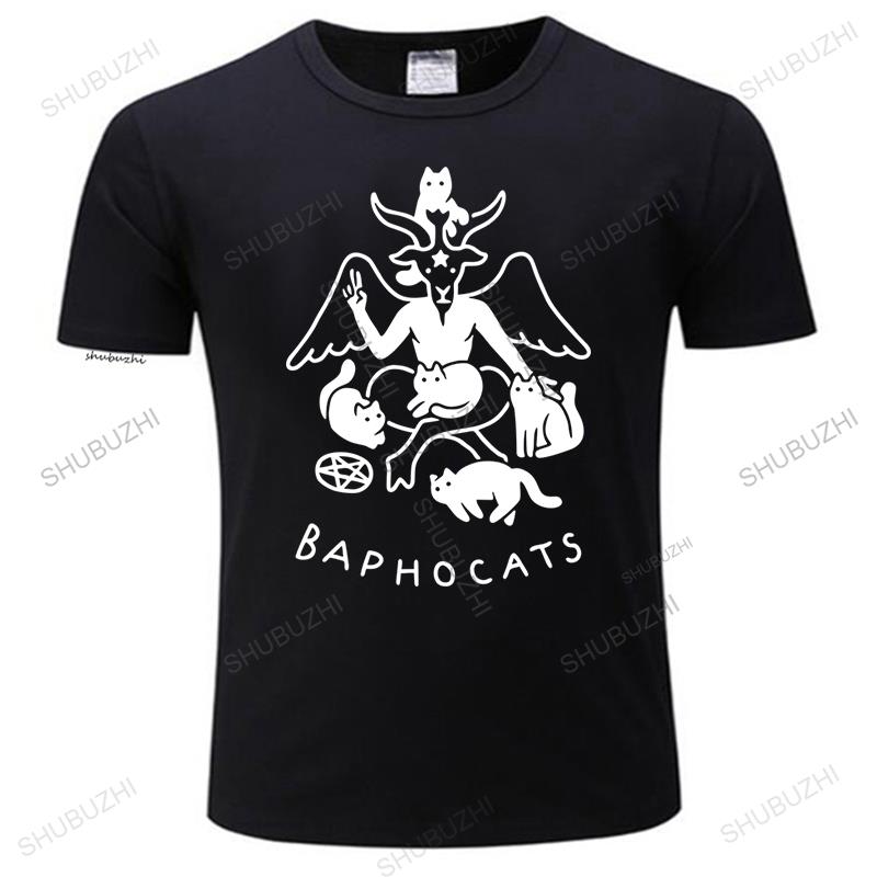 

Новинка, футболка Baphocats, футболка с короткими рукавами, мягкая хлопковая футболка с круглым вырезом, футболка с рисунком Бафомета, футболки с изображением Сатаны, демона, оккультной козы, подарок
