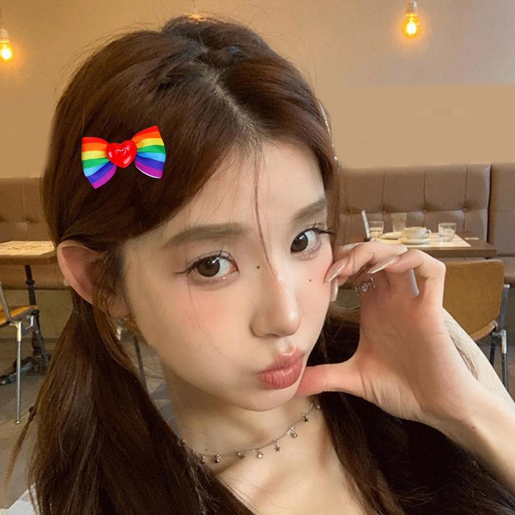 Girls Hair Clip Rainbow Women Kid Hairgrips Colorful Headdress Barrettes Rainbow Shape Sweet 2000s Girls Hairpins